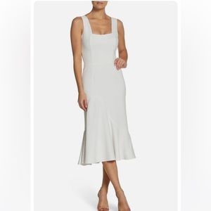 White Square Neck Midi Dress